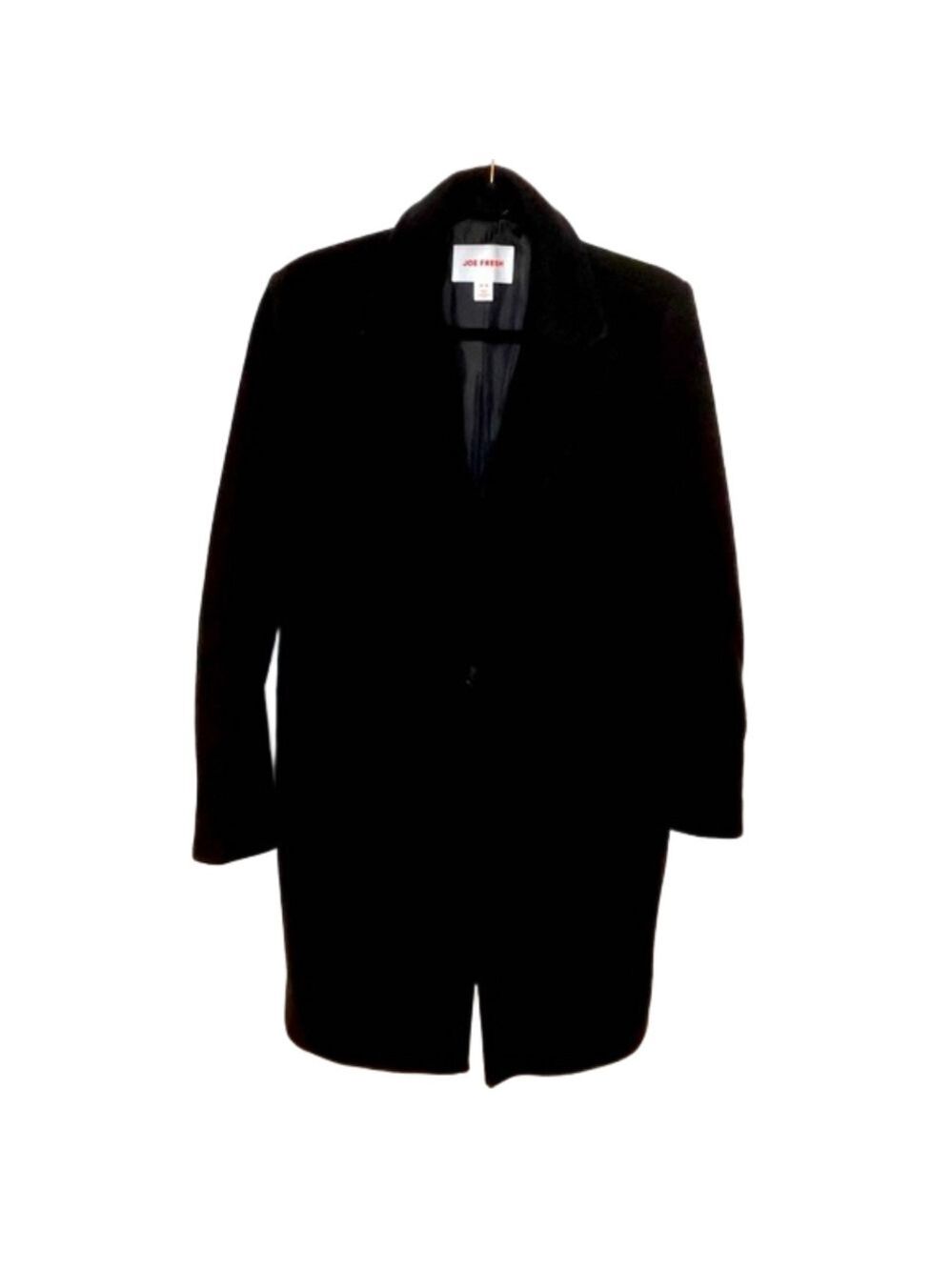 JOE FRESH Women’s Black Car Coat Pea Coat Midi Length Notched Collar Size M